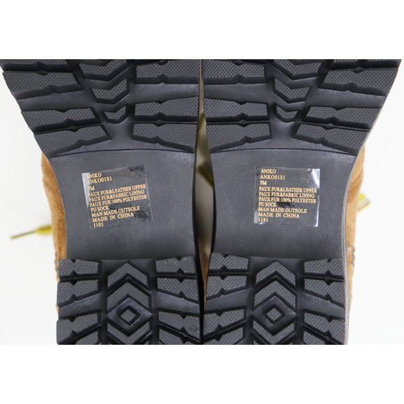 NWT Steve Madden Aniko Boot Faux Fur Trim Lug Sole Lace Up Platforms Chestnut 7 - Picture 9 of 9